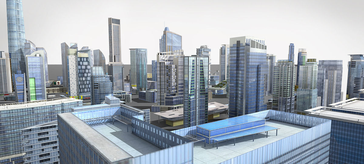 120 lowpoly buildings Low-poly 3D model_15