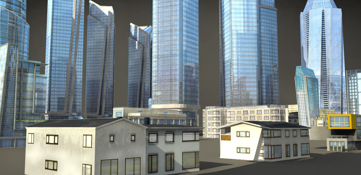 120 lowpoly buildings Low-poly 3D model_3