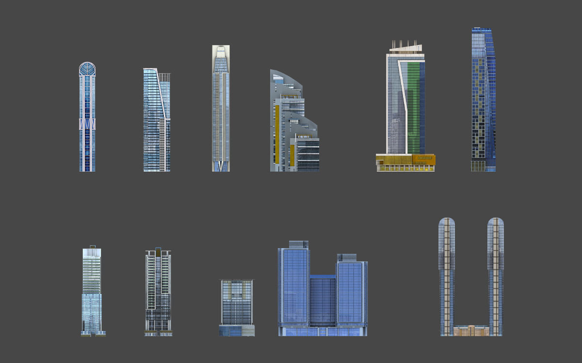 120 lowpoly buildings Low-poly 3D model_25
