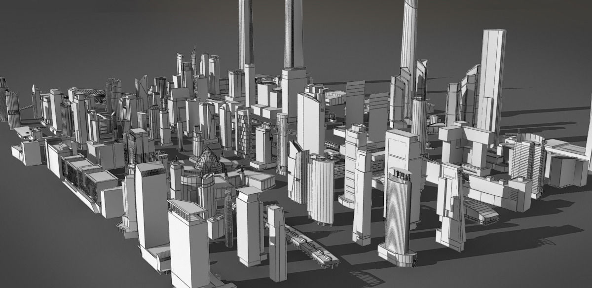 120 lowpoly buildings Low-poly 3D model_11