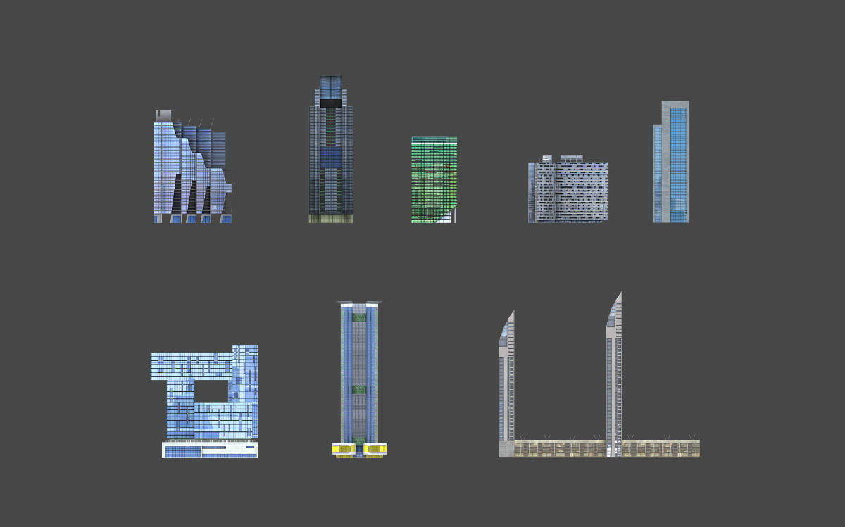 120 lowpoly buildings Low-poly 3D model_24