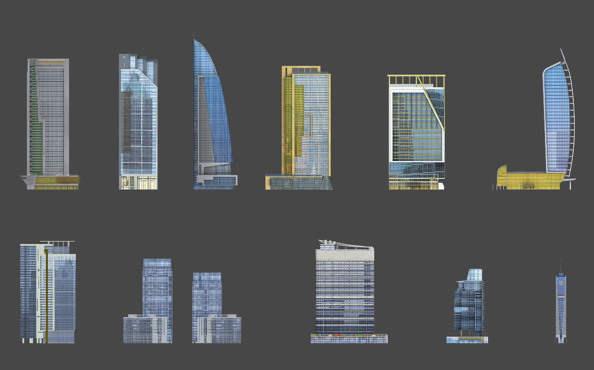 120 lowpoly buildings Low-poly 3D model_31