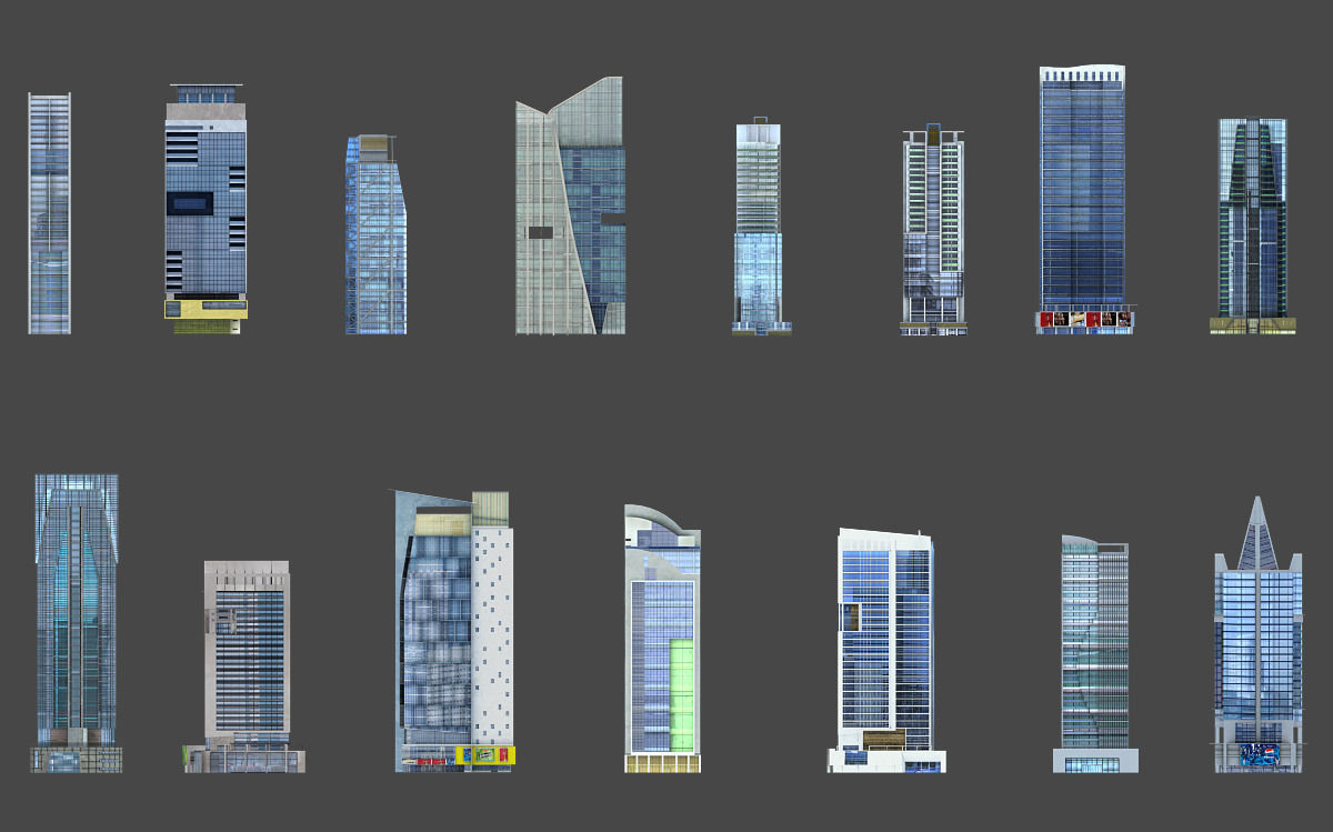 120 lowpoly buildings Low-poly 3D model_30