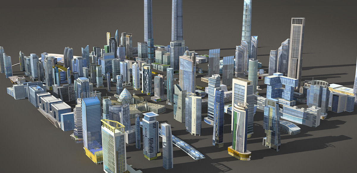 120 lowpoly buildings Low-poly 3D model_13