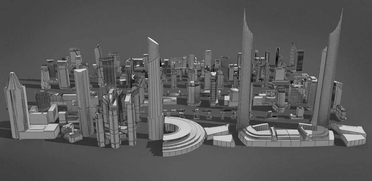 120 lowpoly buildings Low-poly 3D model_2