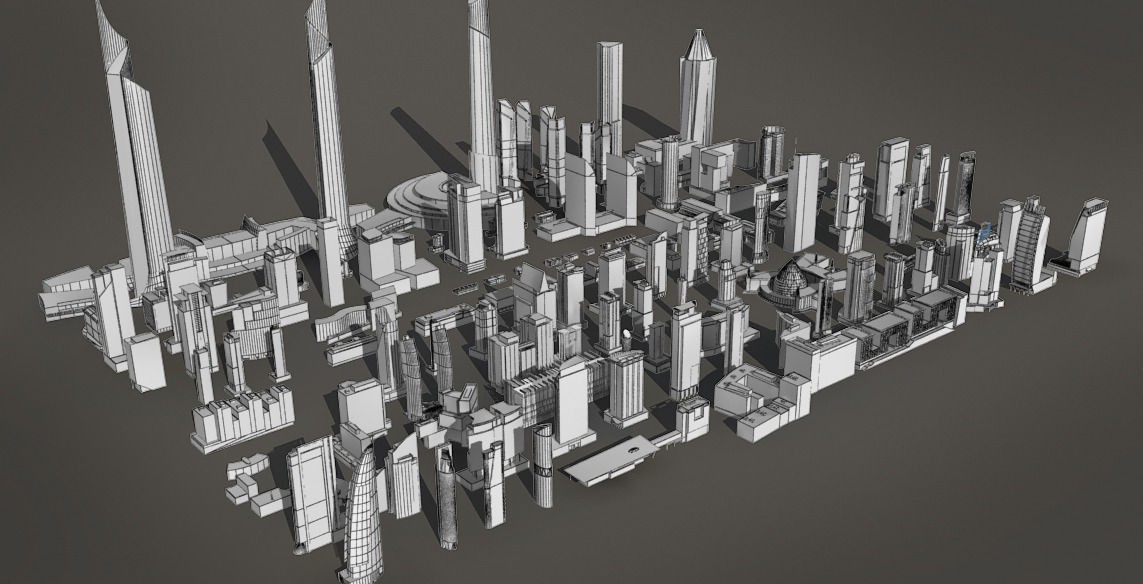 120 lowpoly buildings Low-poly 3D model_9