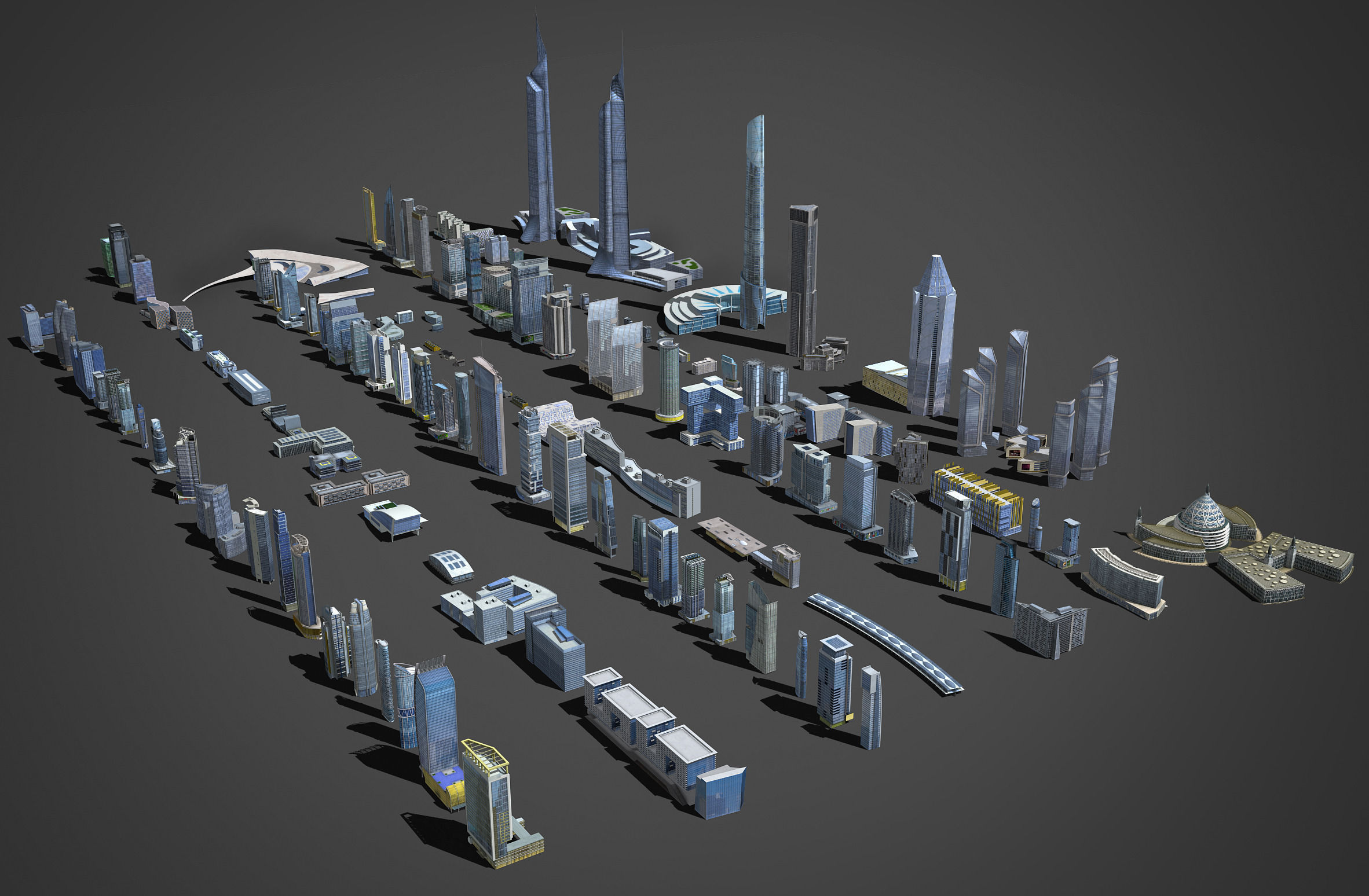 120 lowpoly buildings Low-poly 3D model_20