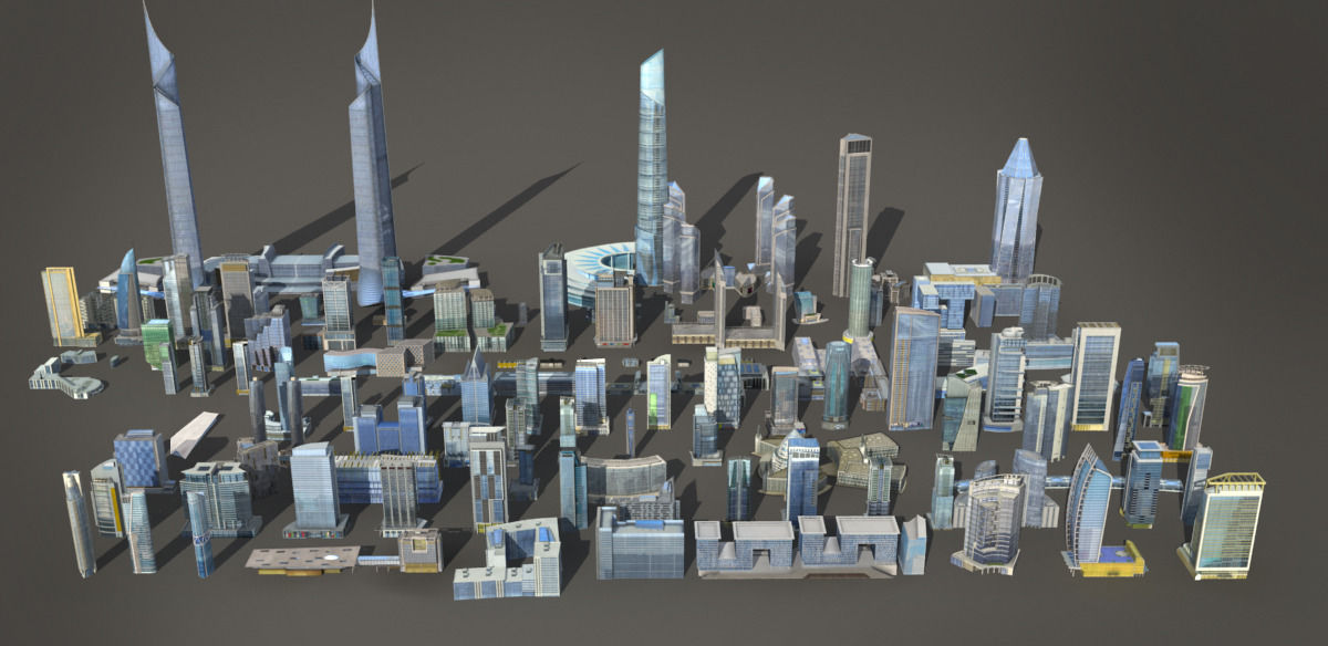 120 lowpoly buildings Low-poly 3D model_8