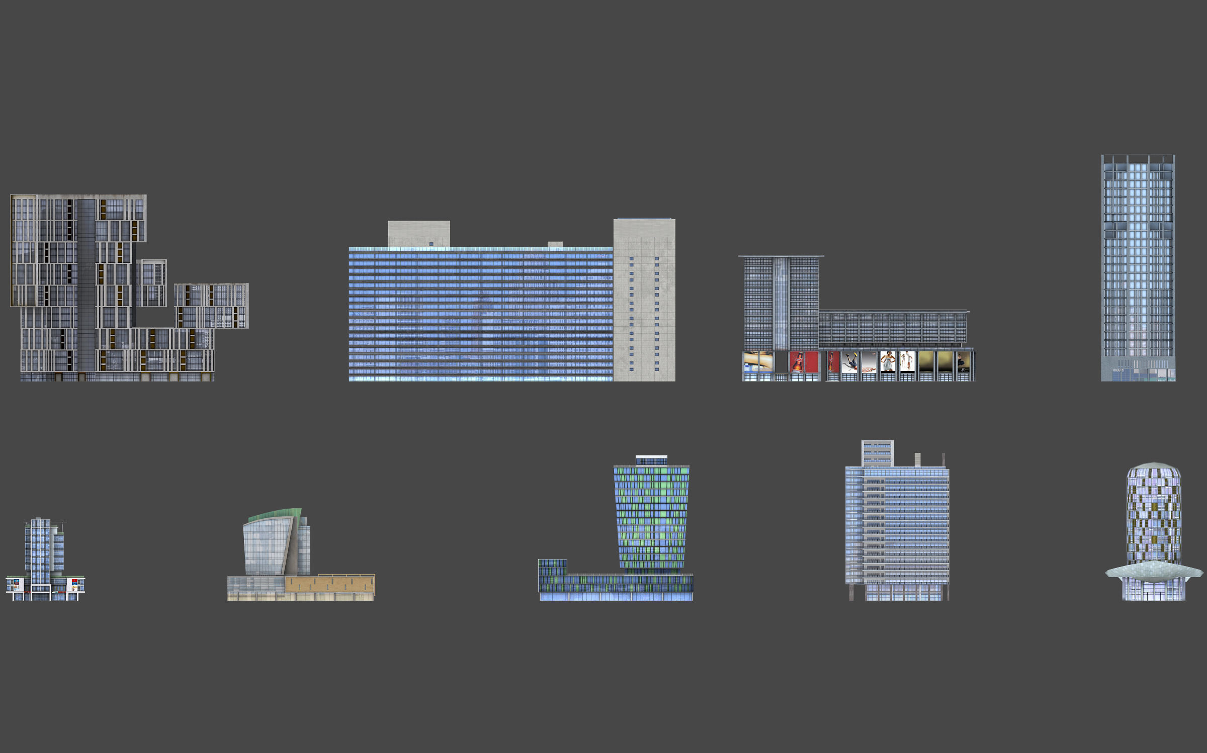 120 lowpoly buildings Low-poly 3D model_35