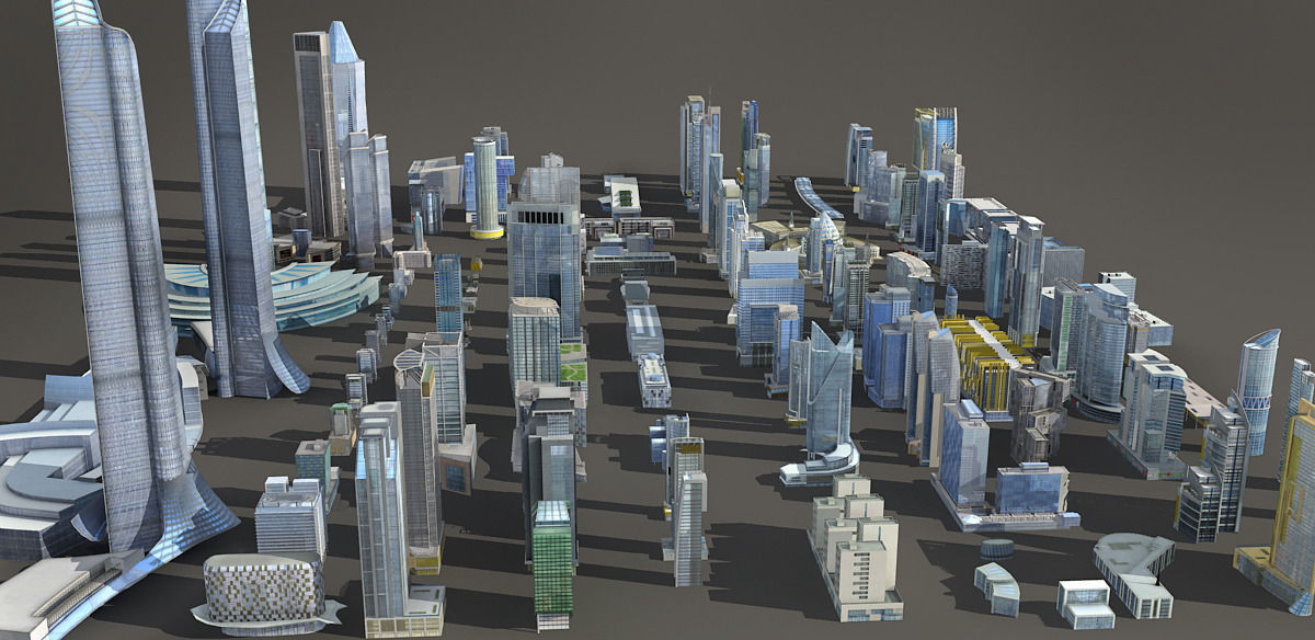 120 lowpoly buildings Low-poly 3D model_5