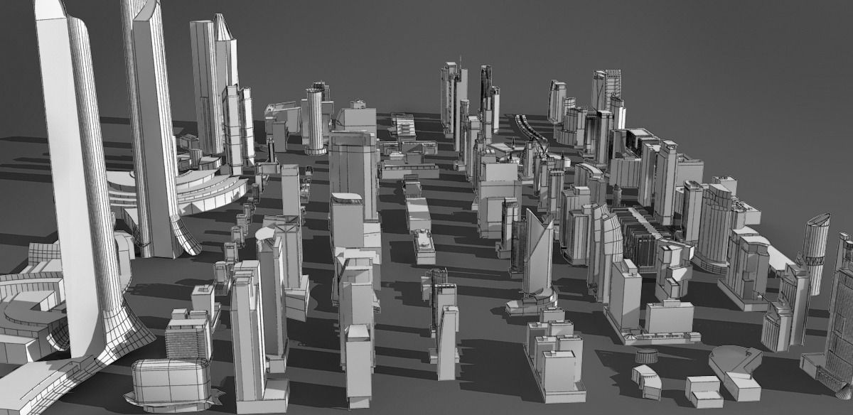120 lowpoly buildings Low-poly 3D model_6