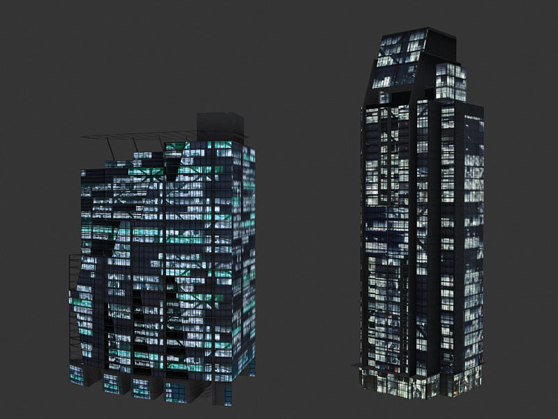 lowpoly buildings set1  Low-poly 3D model_3