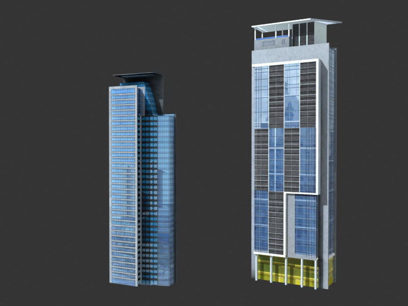 lowpoly buildings set1  Low-poly 3D model_12
