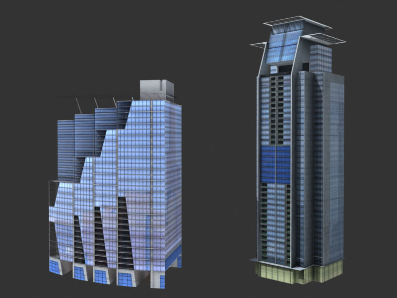 lowpoly buildings set1  Low-poly 3D model_2