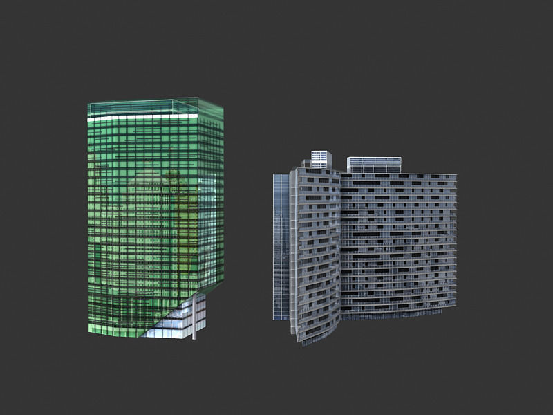 lowpoly buildings set1  Low-poly 3D model_6