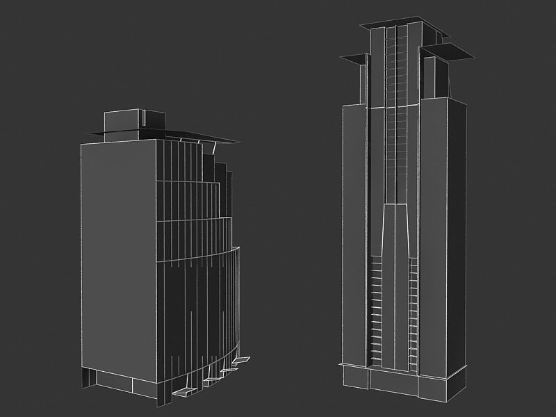 lowpoly buildings set1  Low-poly 3D model_7