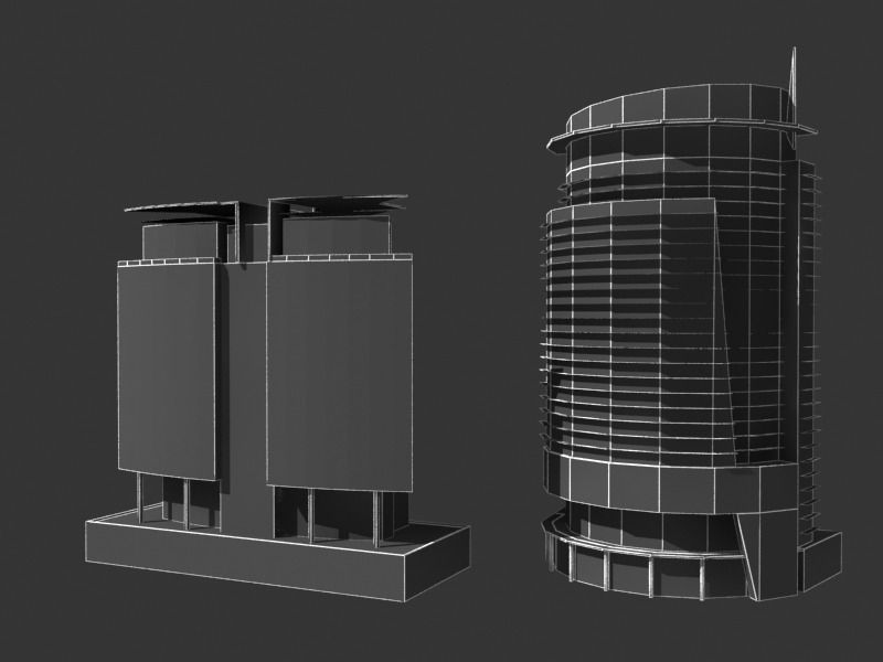 lowpoly buildings set1  Low-poly 3D model_32