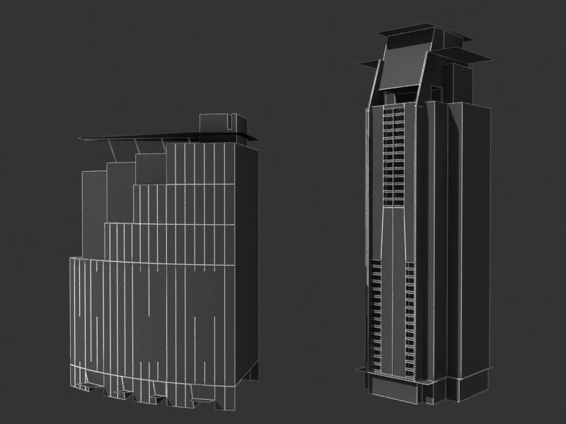 lowpoly buildings set1  Low-poly 3D model_1