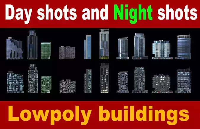 lowpoly buildings set1  Low-poly 3D model