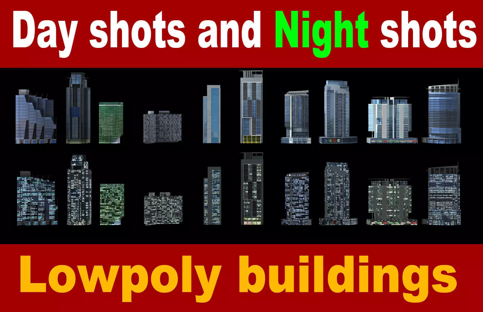 lowpoly buildings set1  Low-poly 3D model_0