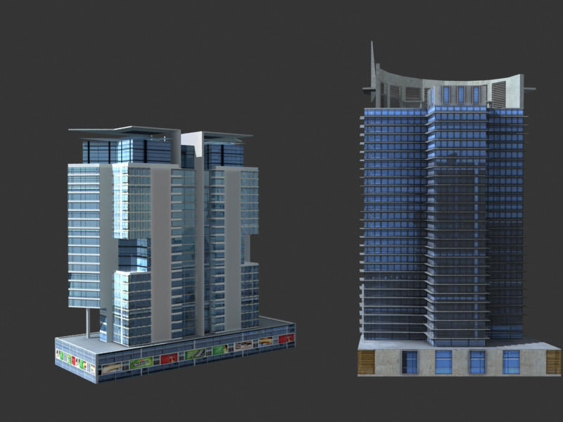 lowpoly buildings set1  Low-poly 3D model_25