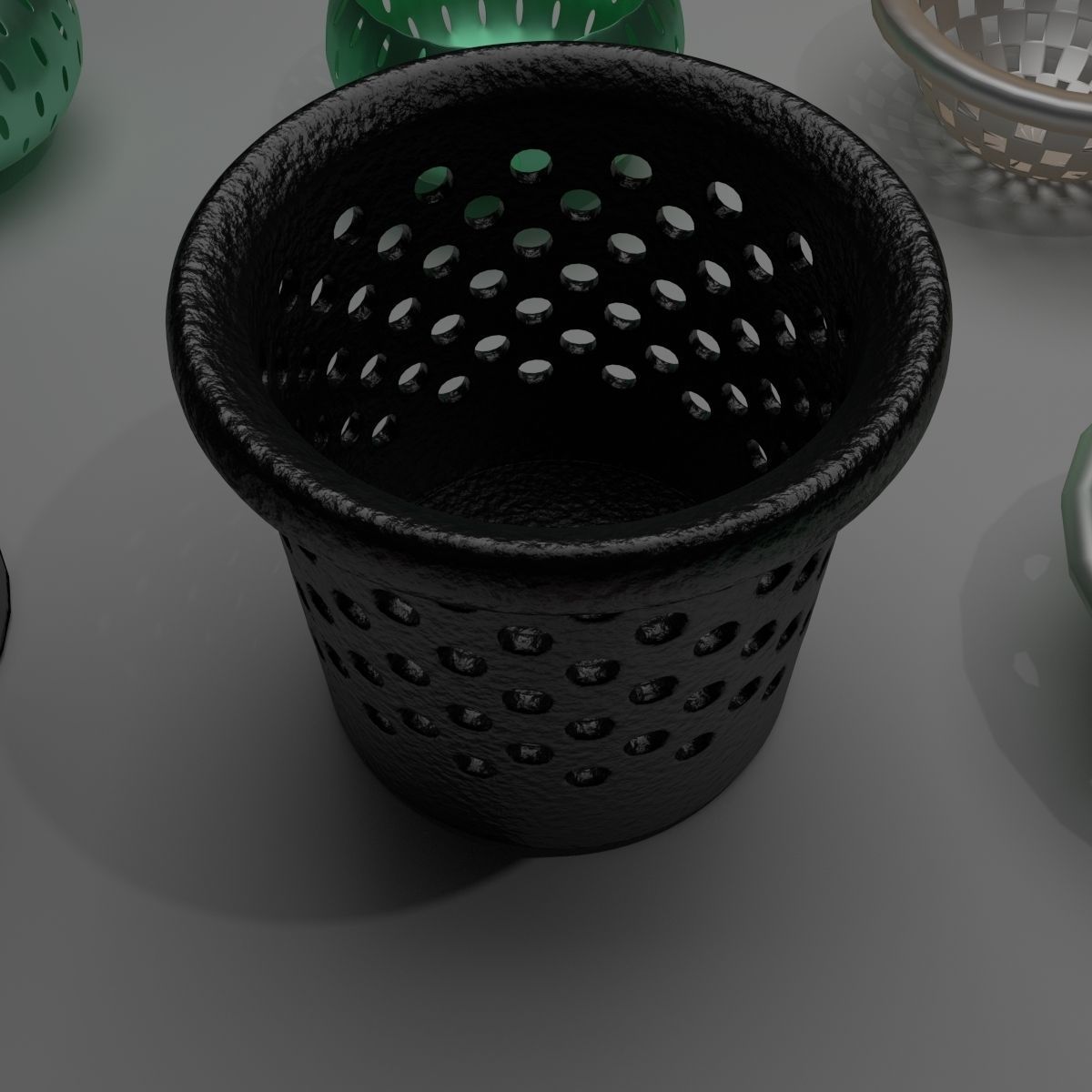 Basket Collection bowl with holes in it 3D model_11