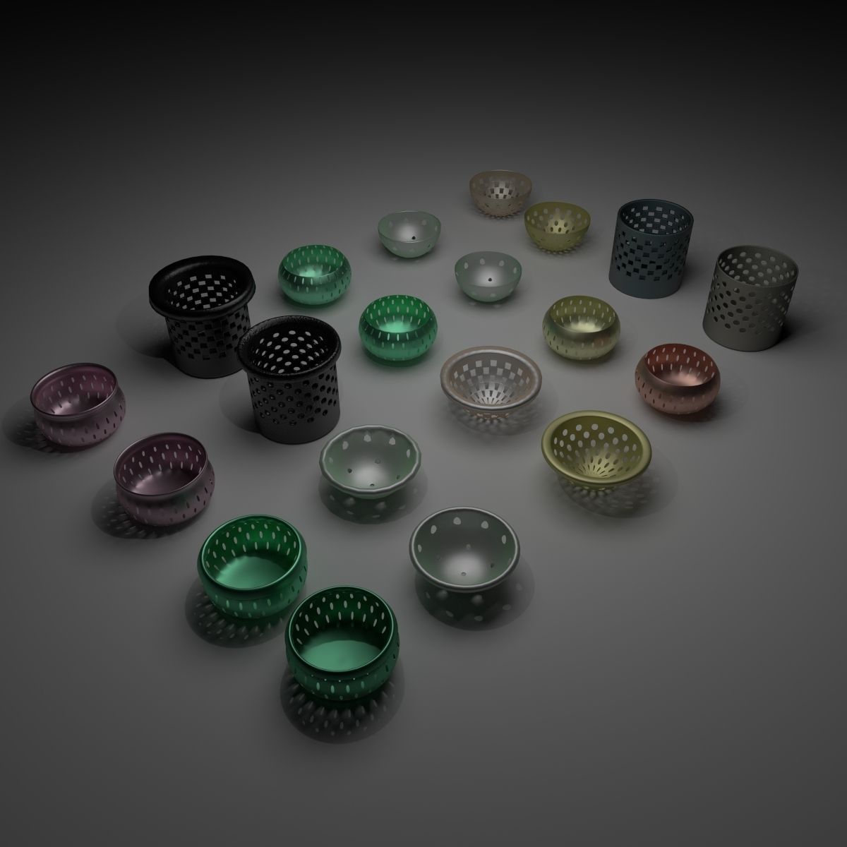 Basket Collection bowl with holes in it 3D model_3