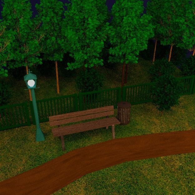 Simple park-scene Low-poly 3D model_0
