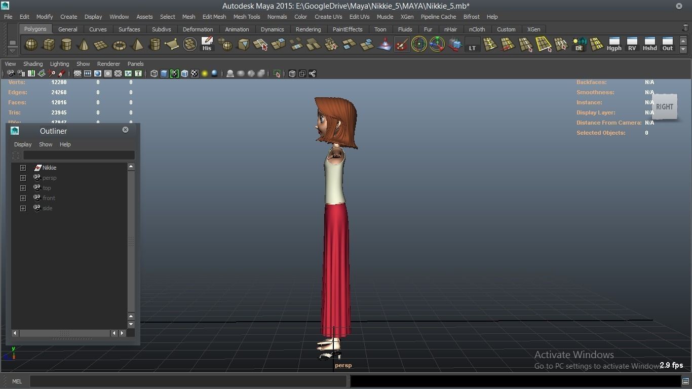 Nikkie cartoon Female Character 5 3D model_2