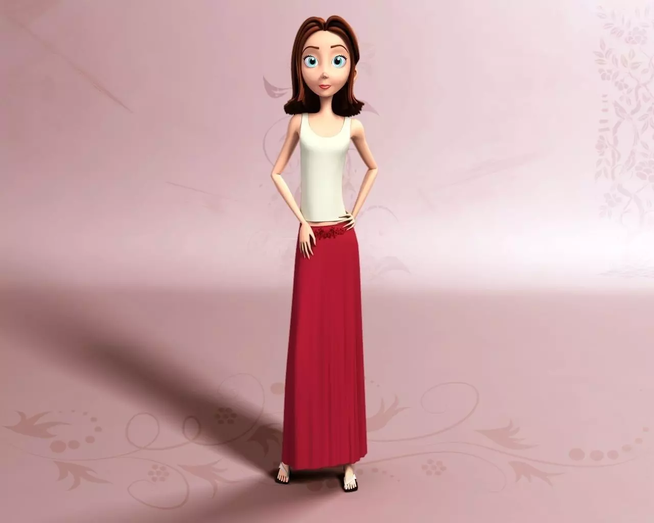 Nikkie cartoon Female Character 5 3D model_0