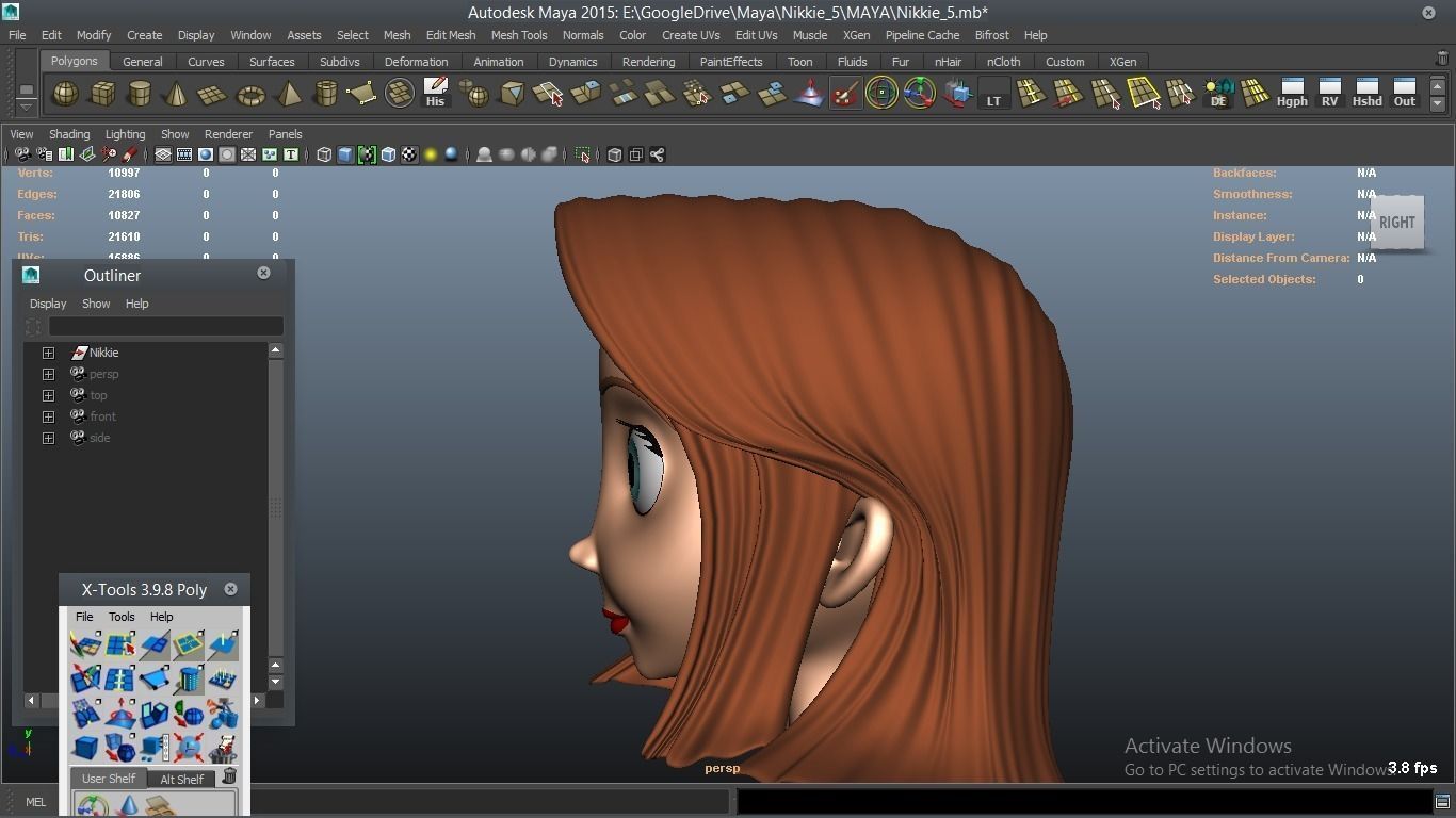 Nikkie cartoon Female Character 5 3D model_6