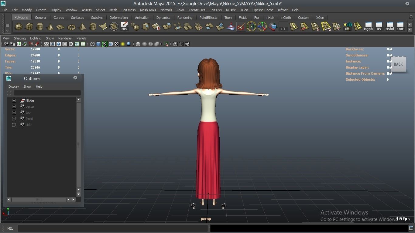 Nikkie cartoon Female Character 5 3D model_3