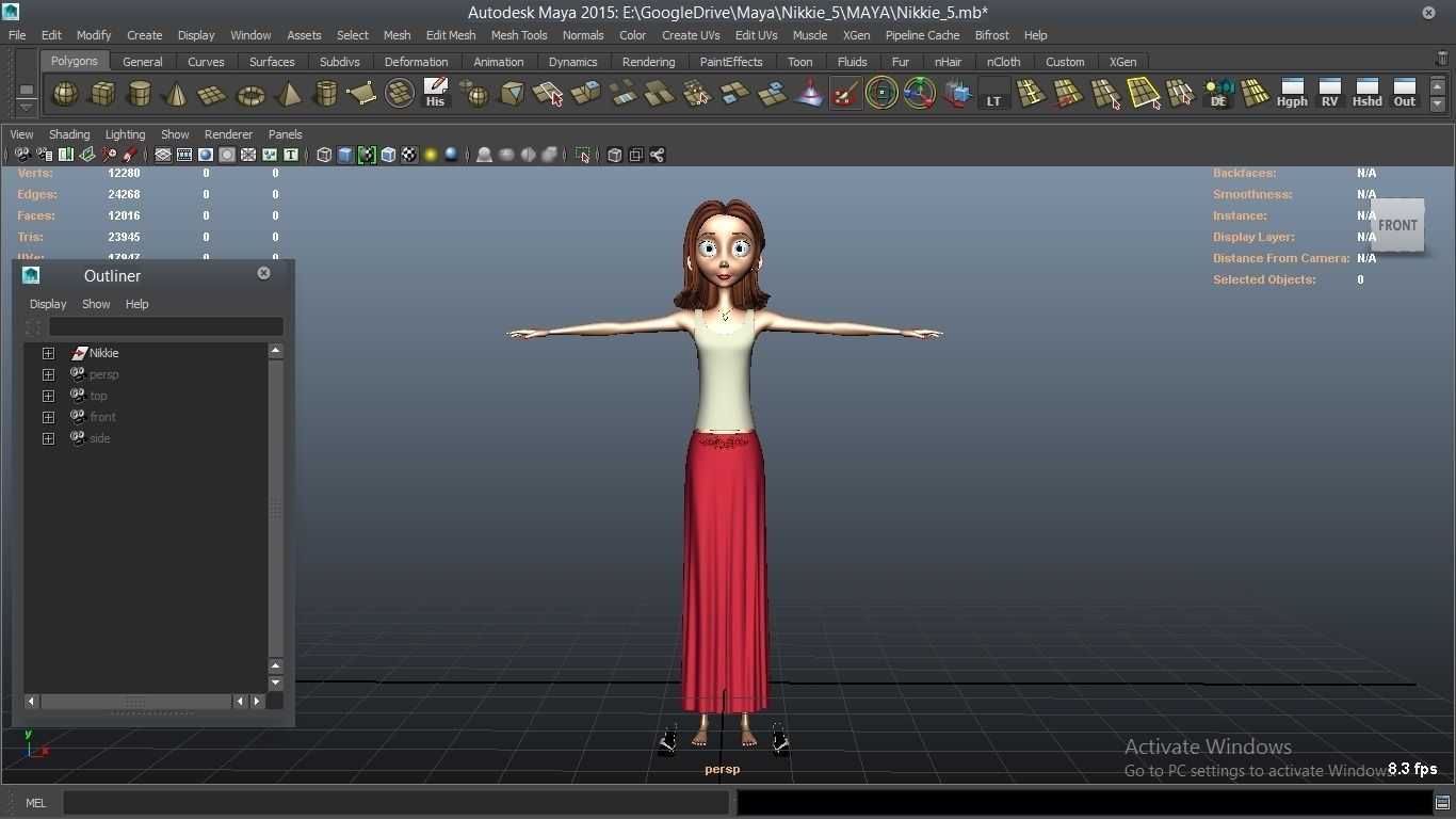 Nikkie cartoon Female Character 5 3D model_1