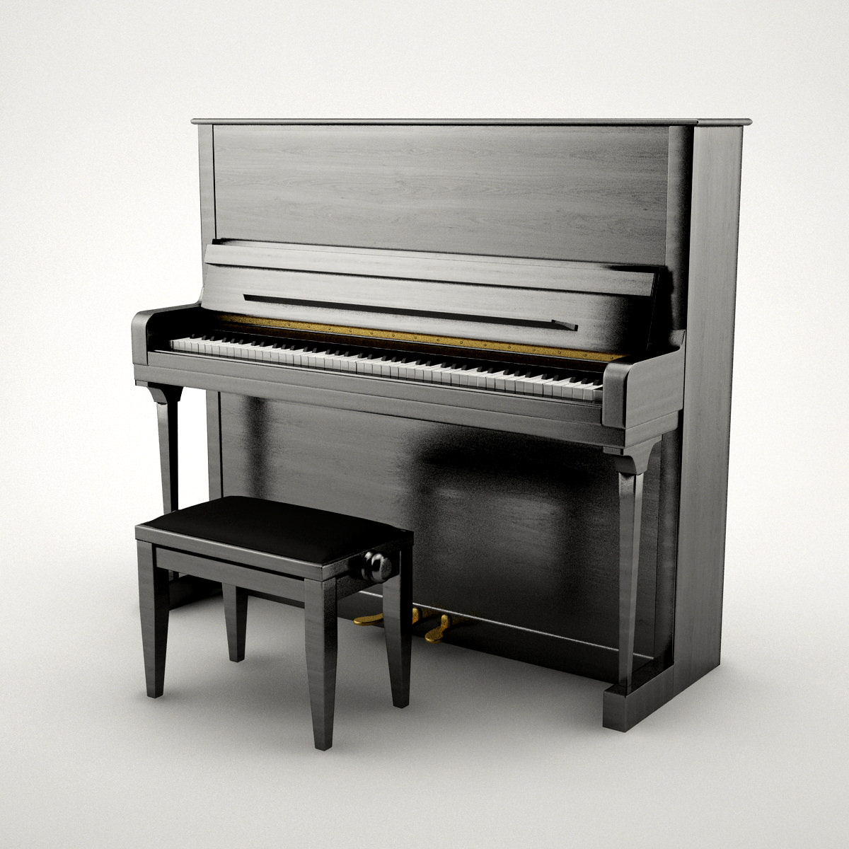 Piano with stool 3D model_3