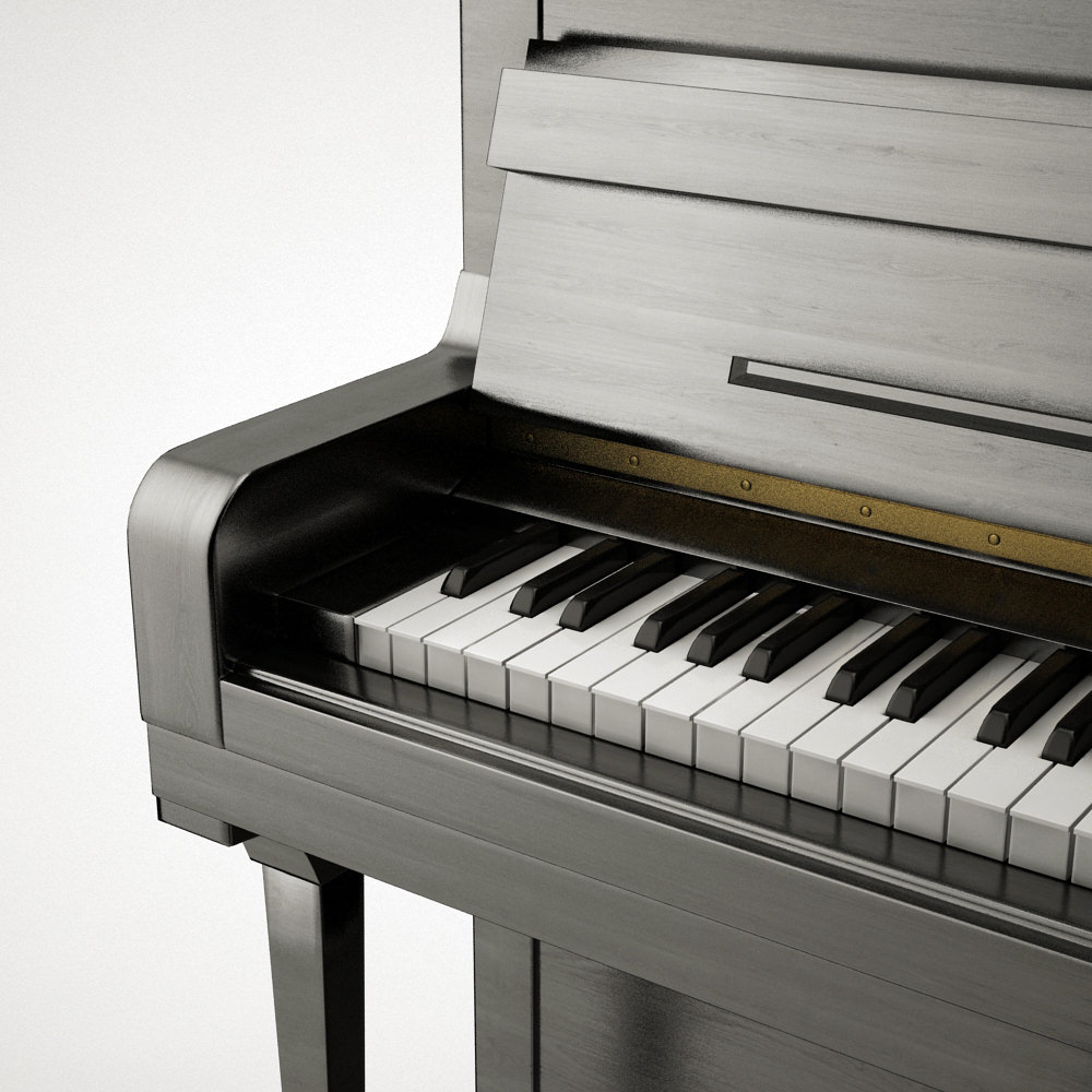 Piano with stool 3D model_4