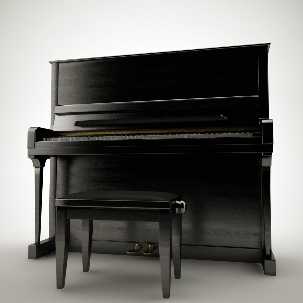 Piano with stool 3D model_6
