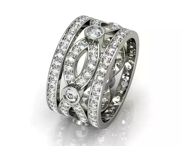 Ring with diamonds wavy