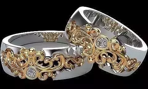  Pair of wedding rings with thread 3D print model