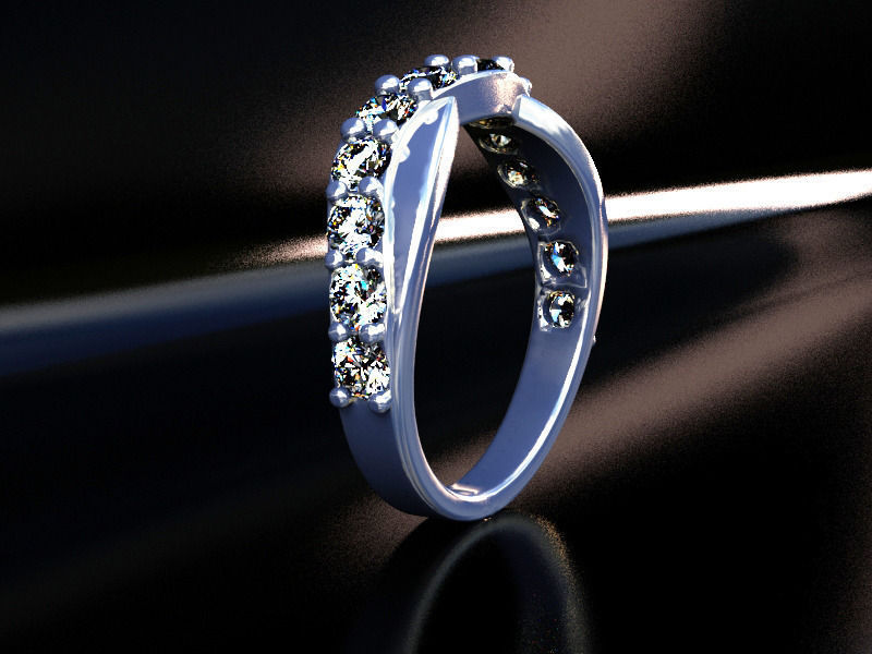 wave ring with diamonds 3D print model_3
