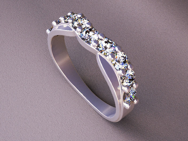 wave ring with diamonds 3D print model_5