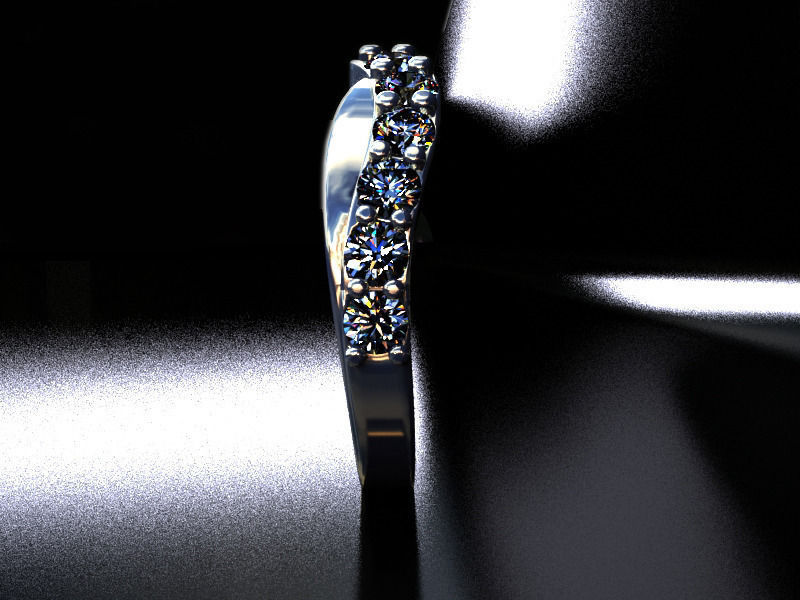wave ring with diamonds 3D print model_1