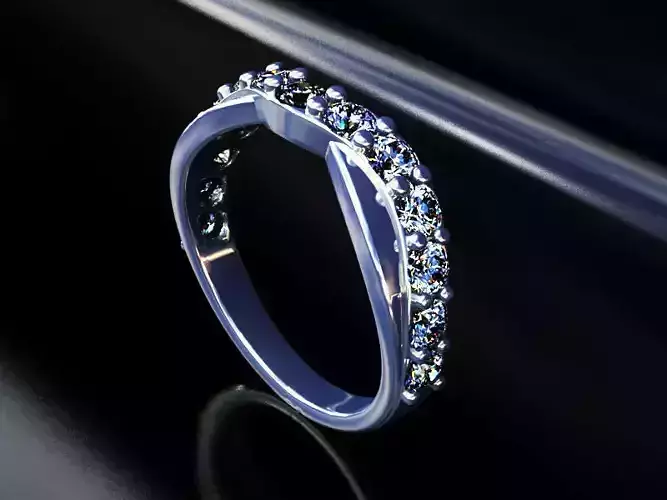 wave ring with diamonds 3D print model