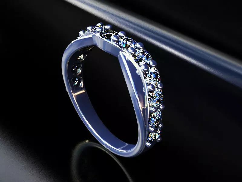 wave ring with diamonds 3D print model_0