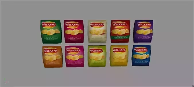Walkers crisp crisps potato chips 10 flavours pack low poly
