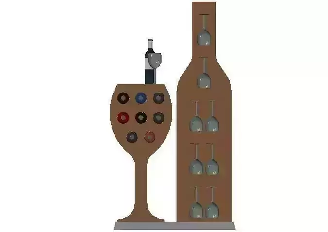 Bar with Wine Rack and Glass Shelf 3D print model