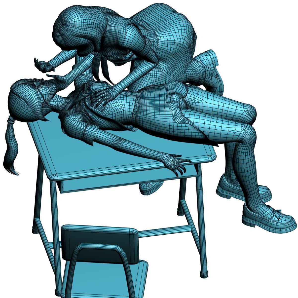 7 poses of Natsumi and Mariko schoolgirl  3D model_36