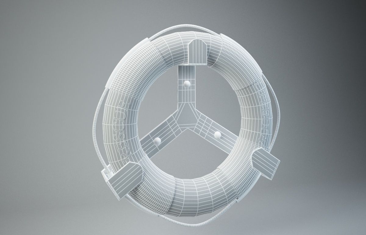 Lifebuoy life preserver with peace sign 3D model_1