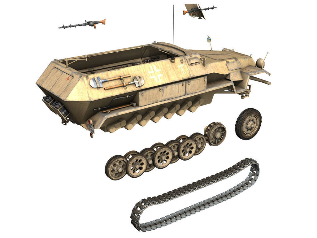 SD KFZ 251 1 Ausf B - Hanomag Halftruck DAK 3D model_11
