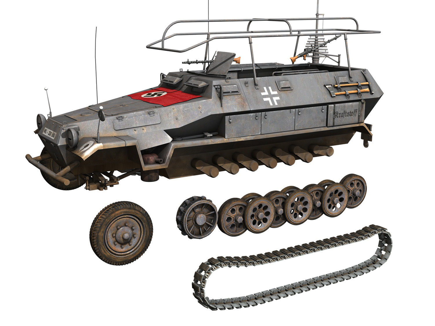 SD KFZ 251 3 IV Ausf A - Radio and Command Vehilce 3D model_11