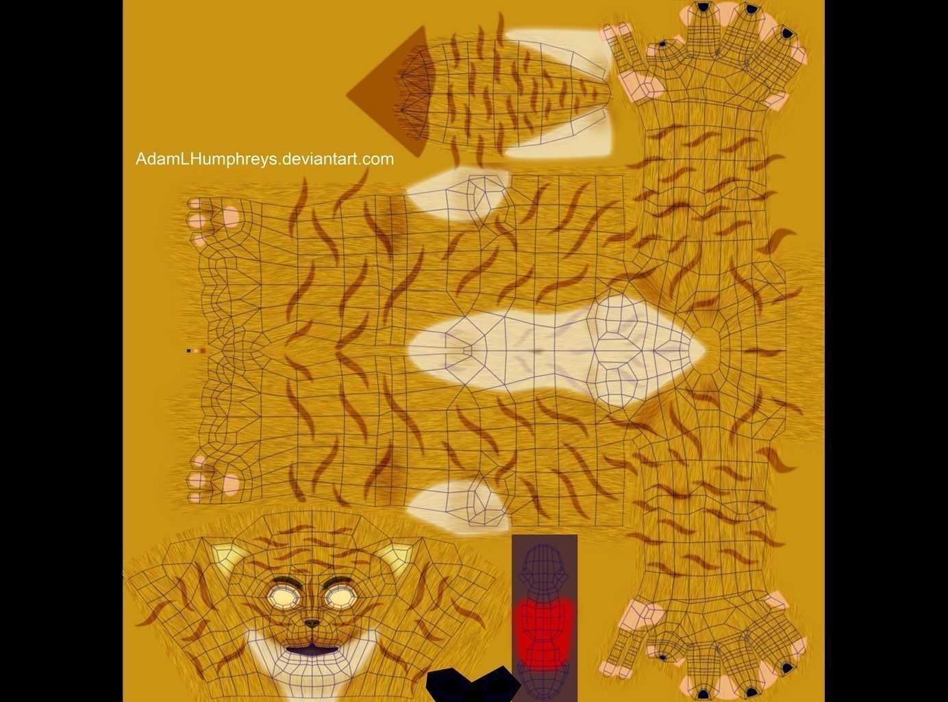 Anthro Female Cat Feline Rigged Cartoon T-pose Model 3D model_5